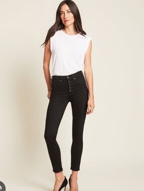 Veronica Beard Debbie Skinner Jeans Coated Black Denim 27 4